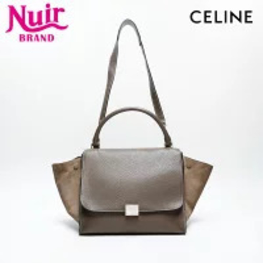 Celine Trapeze Leather Handbag Gray